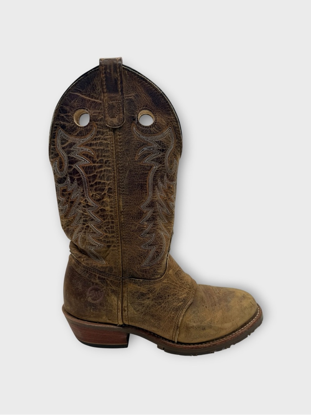 Double H Distressed Daniella Buckaroo Brown Leather Western Boot Roper Size 8.5